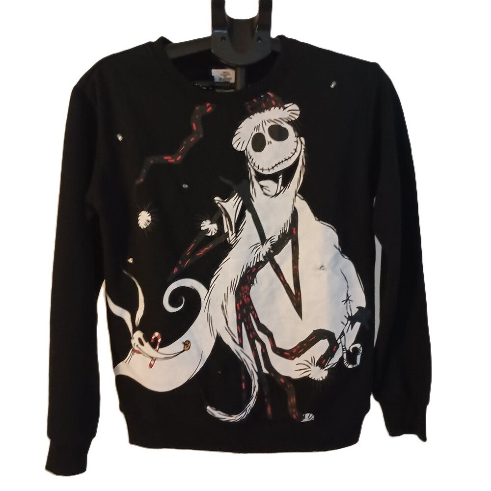 Disney Nightmare Before Christmas Black Light Up Sweatshirt Unisex Size Small S